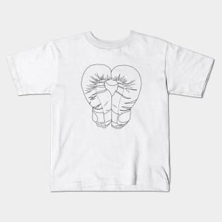 Black Boxing Gloves Line Art such as Heart - Pair of Boxing Gloves Kids T-Shirt